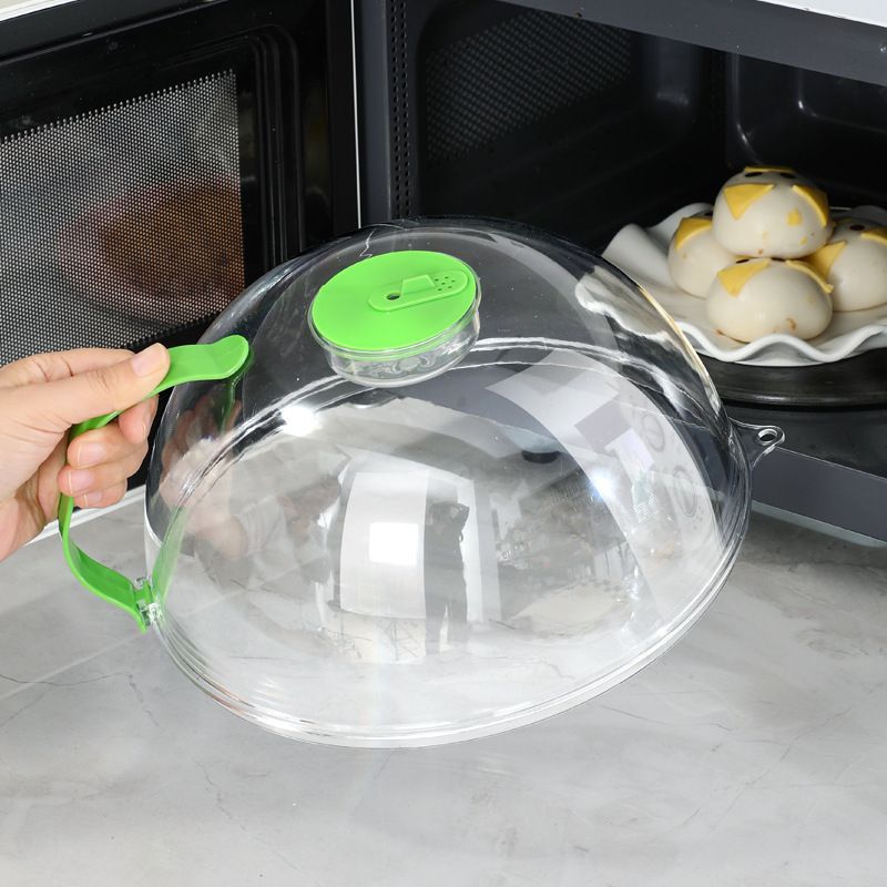 Large Acrylic Microwave Food Cover with Steam Vent and Handle – Food-Grade BPA-Free Lid for Moisture Retention and Even Heating – Big Size Microwave Steamer Cover