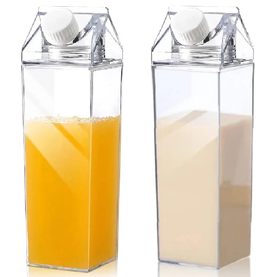 1L Multipurpose Space-Saver Bottle for Milk, Water & Beverages – Compact Acrylic Container for Fridge Storage, Kitchen, Travel, or Daily Use – Durable & Easy to Clean