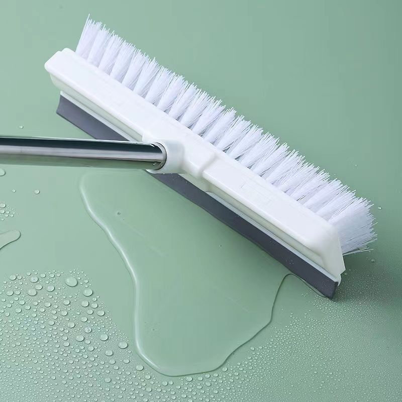 2 in 1 Floor Scrubber Brush with Long Handle – Stiff Bristles for Deep Cleaning & Squeegee Edge for Quick Drying, Ideal for Bathroom, Wall, Kitchen, Tile & Outdoor Surfaces