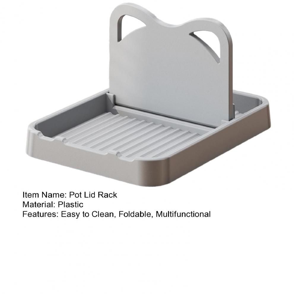 Pot Lid Rack & Spoon Holder – Dual-Function Thickened PP Plastic Kitchen Utensil Rest for Lids, Spoons, and Spatulas with Drip Tray, Keeps Countertop Clean & Organized