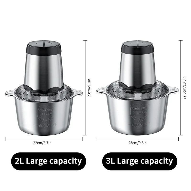Electric Food processor/Food Chopper/Meat Grinder Electric with 2 Sets Stainless Steel Blades 2L