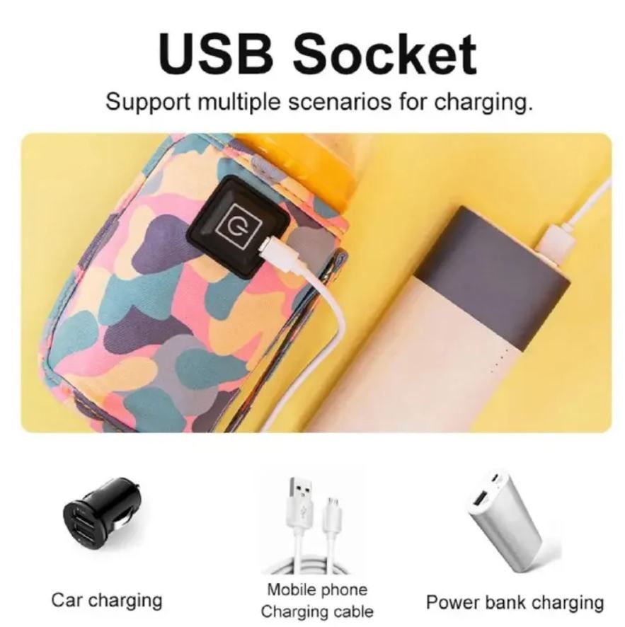 USB Milk Water Warmer Travel Stroller Insulated Bag Baby Nursing Bottle Heater Safe Kids Supplies for Outdoor
