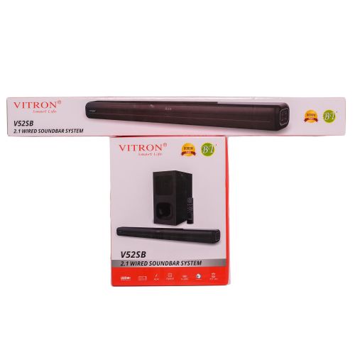 Vitron V52SB- 2.1ch Soundbar System With Bluetooth, Black. (1YR WRTY) + Free 1 Year Service Warrant for You