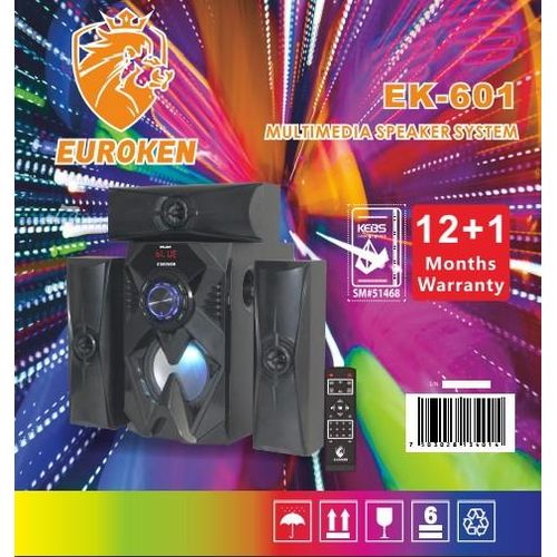 Euroken EK-601 3.1Ch Home Theatre Subwoofer System - 20000W PMPO, Bluetooth, USB, FM, 3 Speakers - High-Quality Sound + FREE DELIVERY TO YOUR DOORSTEP TODAY