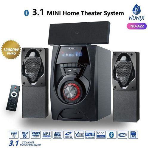 Nunix NU-A22 3.1CH Mini Home Theater System subwoofer system 12000W + FREE 1 YEAR WARRANTY SERVICE + FREE DELIVERY TODAY + FREE 4 WAY EXTENSION