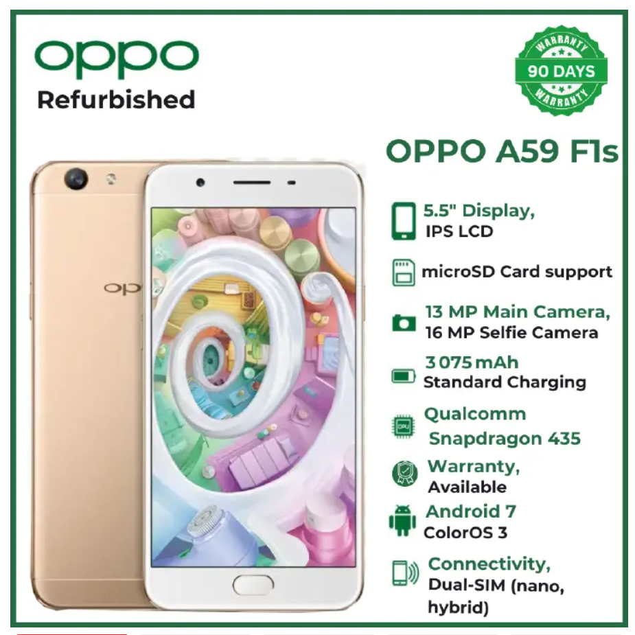 Refurbished OPPO A59 F1s 128GB+6GB 5.2 Inch 13MP+16MP Fingerprint unlock 4G LTE Mobile Phones Android Octa-Core IPS OPPO A57 F Refurbished SmartPhones