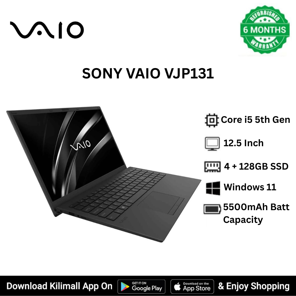 Refurbished Sony Vaio VJP131  Intel Core i5 5th generation laptop 4GB RAM 128GB SSD Lightweight Laptop good for Students & Business USB 3.0 HDMI VGA Wi-Fi ports  Bluetooth HD webcam Intel HD Graphics