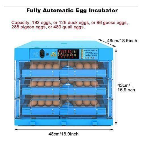 192 Auto Egg Poultry Incubator Uses Electricity Or Battery