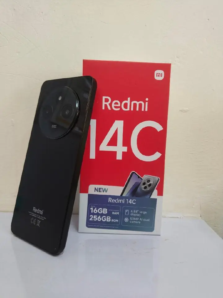 Redmi 14c 256gb +16gb extended ram, 6.88" punch hole display, 5160mAh 18W fast charging 50mp dual rear camera , android 14 mediatek Helio G81 2yrs after sales service