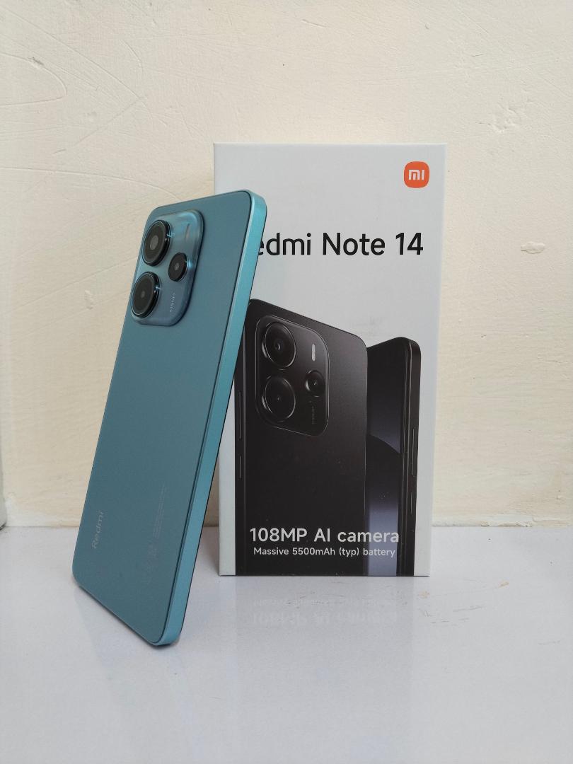 REDMI NOTE 14 256GB +16GB EXTENDED RAM,108 AI CAMERA SYSTEM, 6.67" 120Hz corning gorilla glass 5 display , mediatek Helio G99ultra, 5500mah battery 33W super charge,secure on-screen fingerprint sensor
