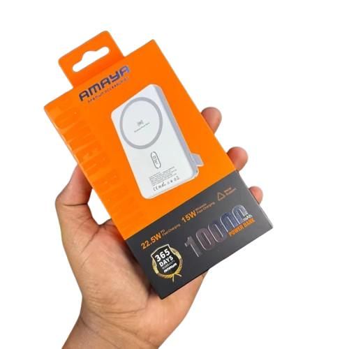 AMAYA  APB-WF54 MAGNETIC POWER BANK, 10,000mAh WIRELESS PORTABLE CHARGER, FAST CHARGING BATTERY PACK WITH USB-C , MAGSAFE FOR, IPHONE AND SUMSUNG S SERIES.