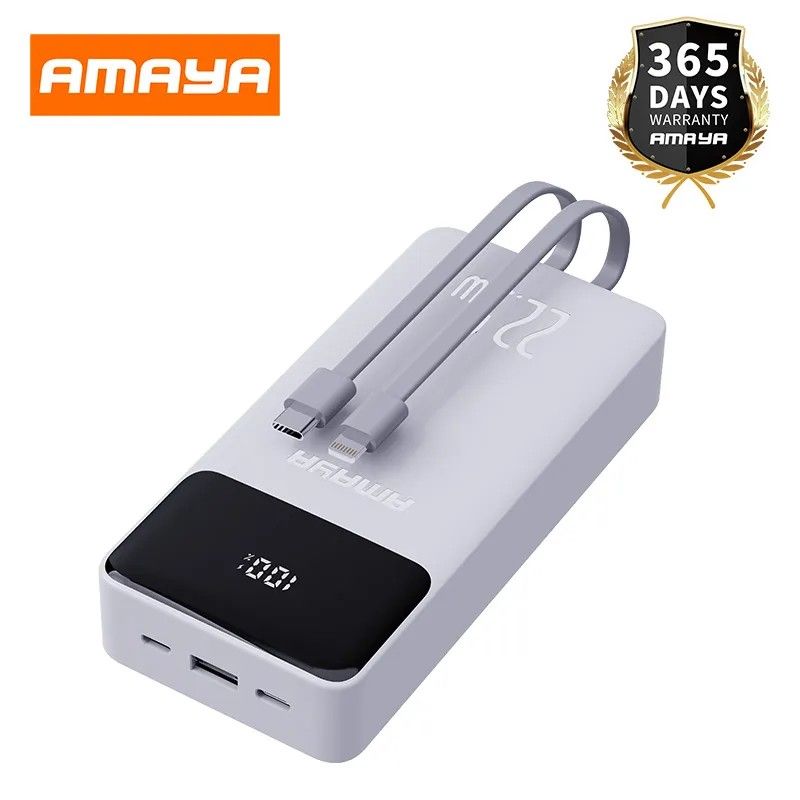 AMAYA  APW-13 22.5W 20,000mAh PD FAST CHARGING POWERBANK  WITH BUILT IN TYPE C AND LIGHTING CABLES ,BUILT-IN LED DISPLAY