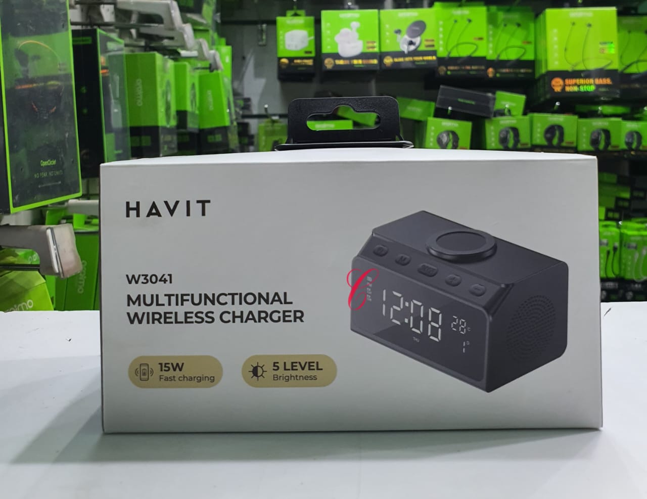 HAVIT W3041 15W MULTIFUNCTIONAL BLUETOOTH SPEAKER ALARM CLOCK 6 in 1 WIRELESS CHARGER/CLOCK/ALARM/CALENDER/TEMP.