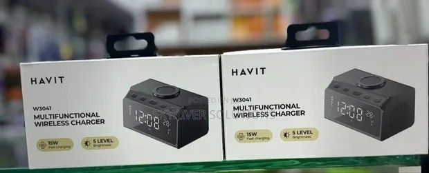 HAVIT W3041 15W MULTIFUNCTIONAL BLUETOOTH SPEAKER ALARM CLOCK 6 in 1 WIRELESS CHARGER/CLOCK/ALARM/CALENDER/TEMP.