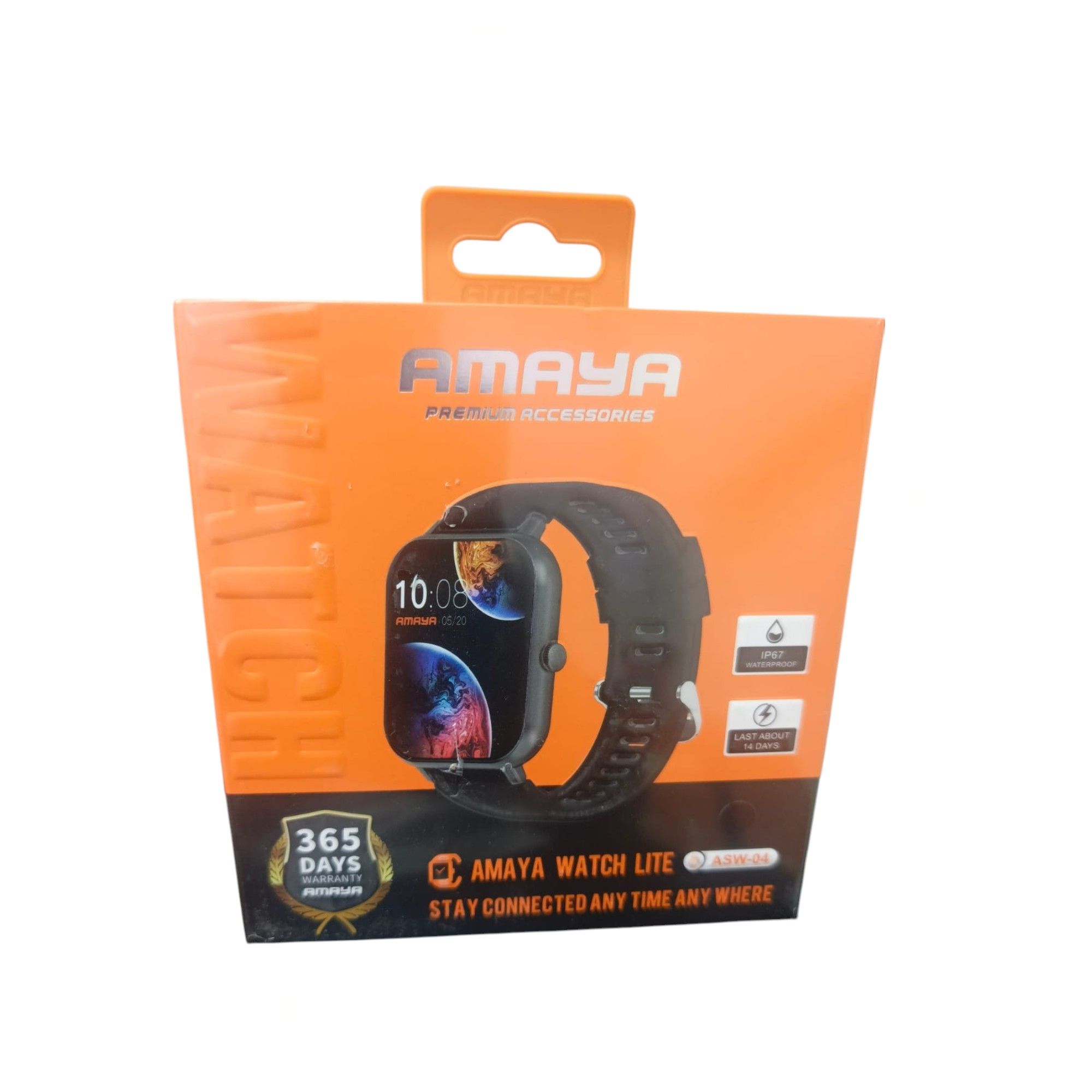 AMAYA WATCH LITE ASW-04 , 1.83" LCD DISPLAY, IP67 WATER AND DUST PROOF, 240mAh BATTERY CAPACITY, WITH SPORTS MODES, HEART RATE MONITOR, BLOOD OXYGEN MONITOR , BLUETOOTH  CALLING AND SLEEP TRACKING.