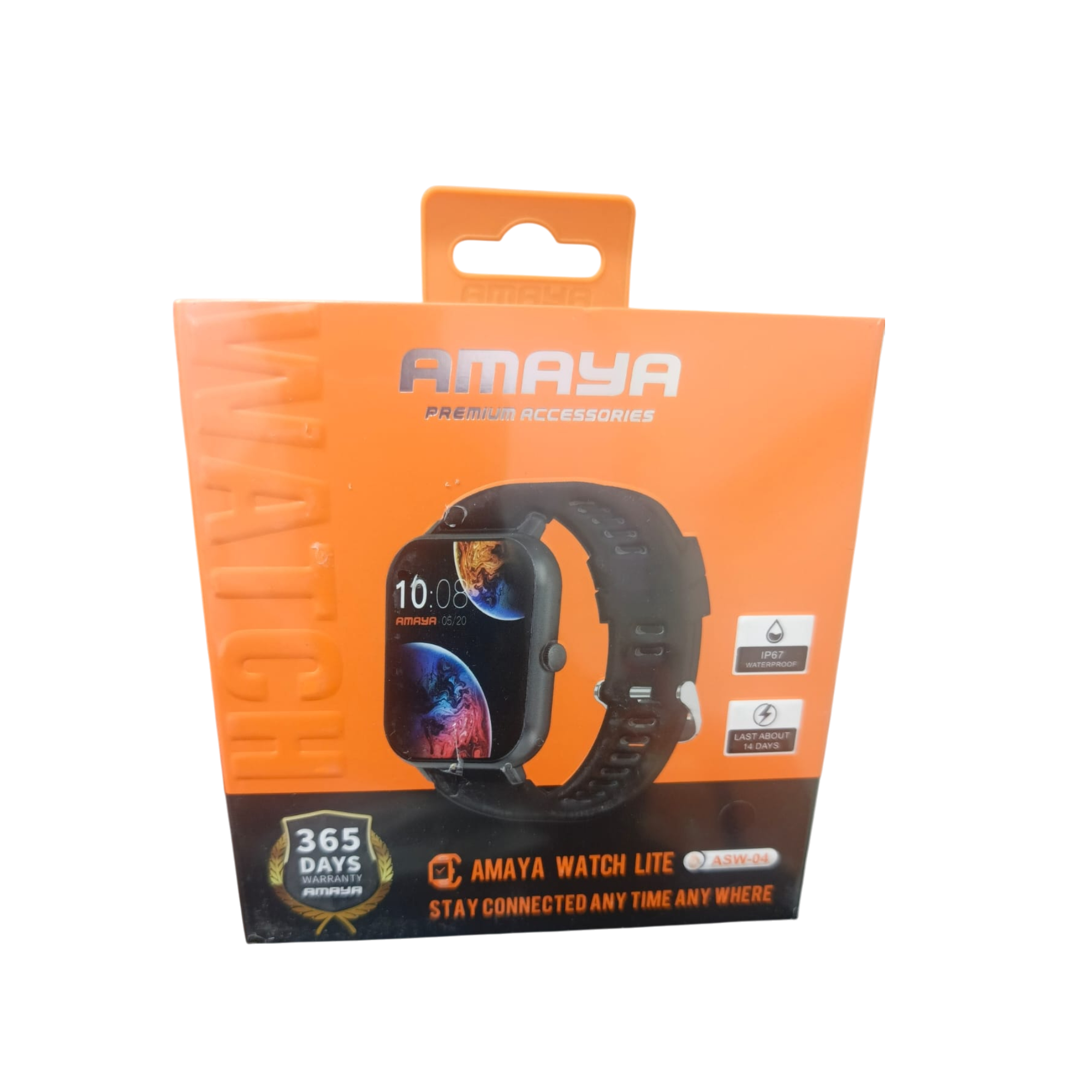 AMAYA WATCH LITE ASW-04 , 1.83" LCD DISPLAY, IP67 WATER AND DUST PROOF, 240mAh BATTERY CAPACITY, WITH SPORTS MODES, HEART RATE MONITOR, BLOOD OXYGEN MONITOR , BLUETOOTH  CALLING AND SLEEP TRACKING.