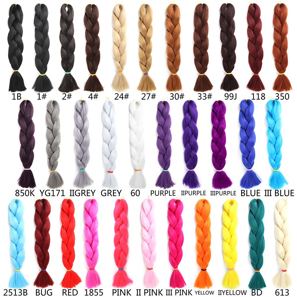 Black Braiding Hair 24 Inch 3 Packs Pre Stretched Box Braids Colorful Twist Braiding Hair Extensions Synthetic Crochet Braiding