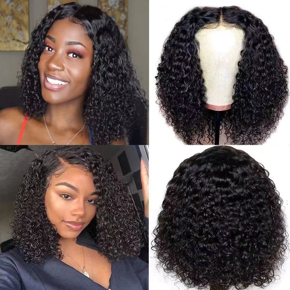 Short Bob Wig, Glueless Bob Wig, Short Bob Wigs Lace Front Wigs For Black Women Curly Wigs With Baby Hair Pre Plucked Natural Hairline Wig (Black)