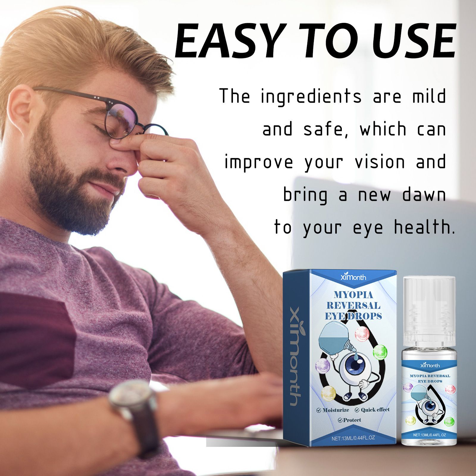 Dry Aid Lubricant Eye Drops, Fast Relief for Dry Eyes, Long-Lasting Hydration, Dry Eye Symptom Relief, Moisturizing and Soothing Eye Drops for Dry Eyes, Contact Lens-Friendly，0.44 Fl Oz (13mL), Packag