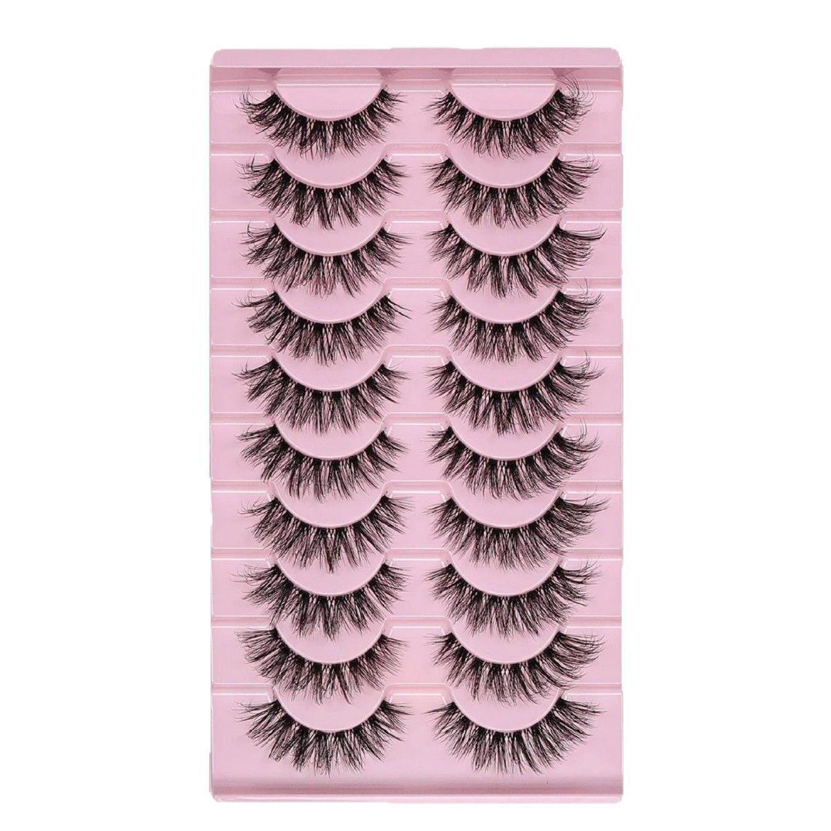 Cat Eye Lashes Natural Eyelashes Short Wispy Lash Strips Volume Eyelash Cateye Medium Length False Lashes Natural Looking Hybrid Clusters Full Strip Lashes  (8-14MM)