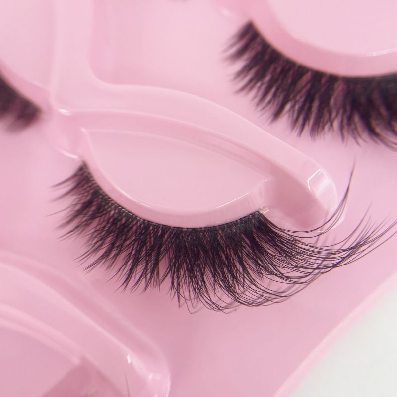 NEW 5 Pairs Fluffy Natural Lashes Makeup Handmade Reusable Short 8mm-22mm Wispy Strip Faux Mink False Lashes (RU-4) view 3
