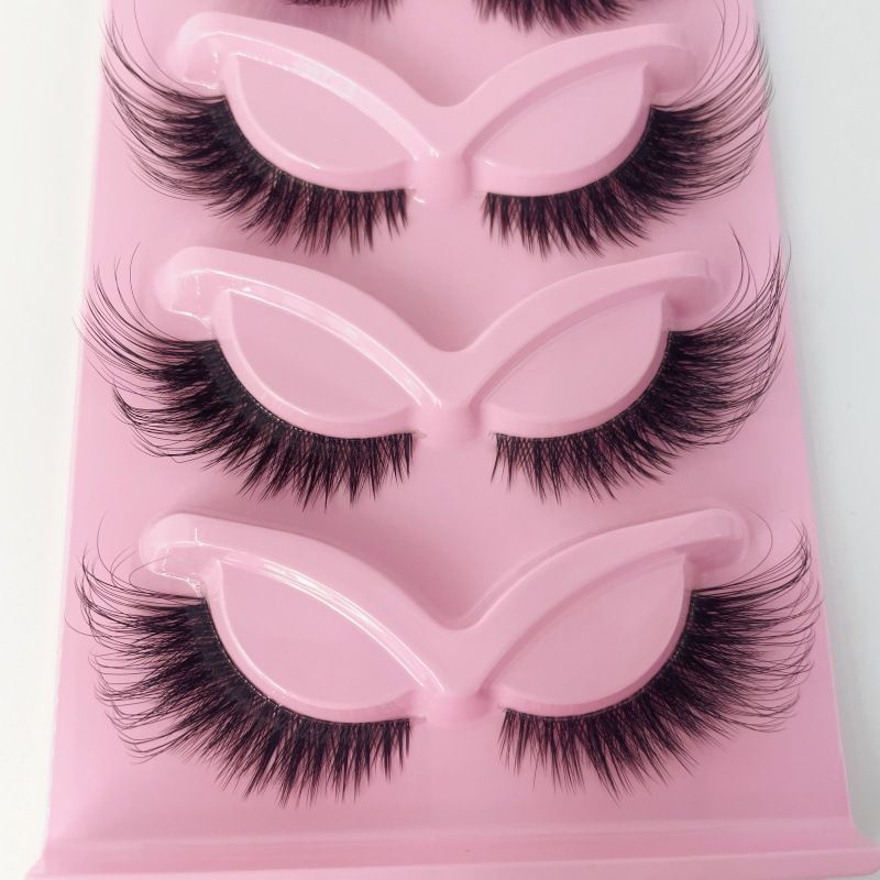NEW 5 Pairs Fluffy Natural Lashes Makeup Handmade Reusable Short 8mm-22mm Wispy Strip Faux Mink False Lashes (RU-4) view 4