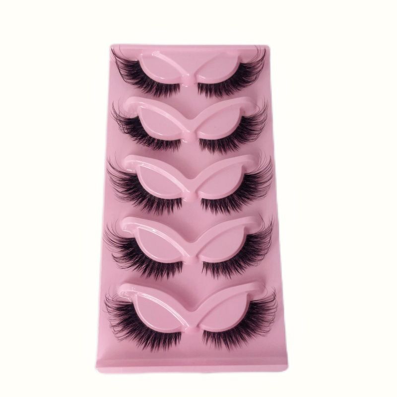 NEW 5 Pairs Fluffy Natural Lashes Makeup Handmade Reusable Short 8mm-22mm Wispy Strip Faux Mink False Lashes (RU-4) view 5