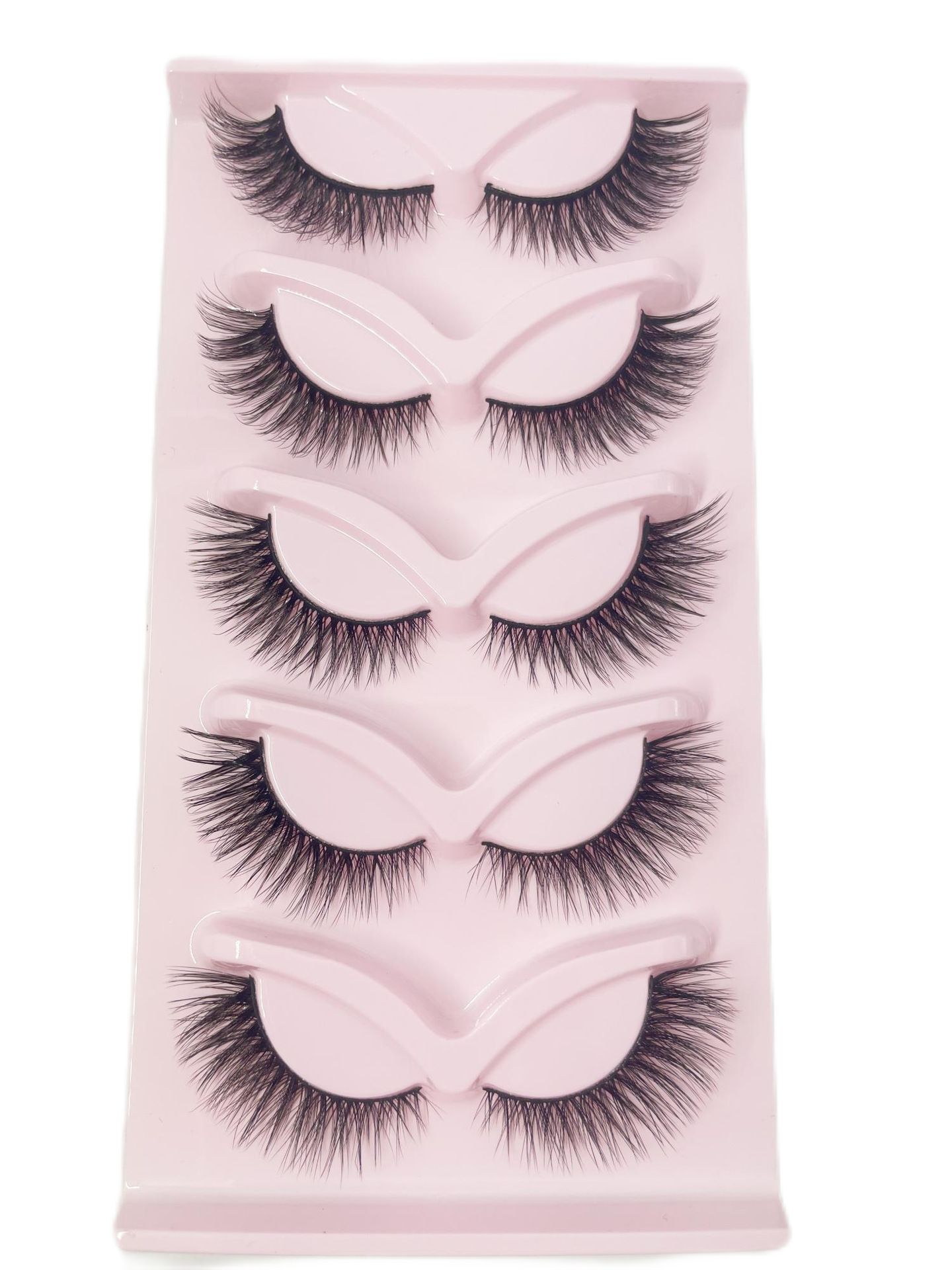 NEW 5 Pairs Fluffy Natural Lashes Makeup Handmade Reusable Short 8mm-22mm Wispy Strip Faux Mink False Lashes (RU-4) view 9