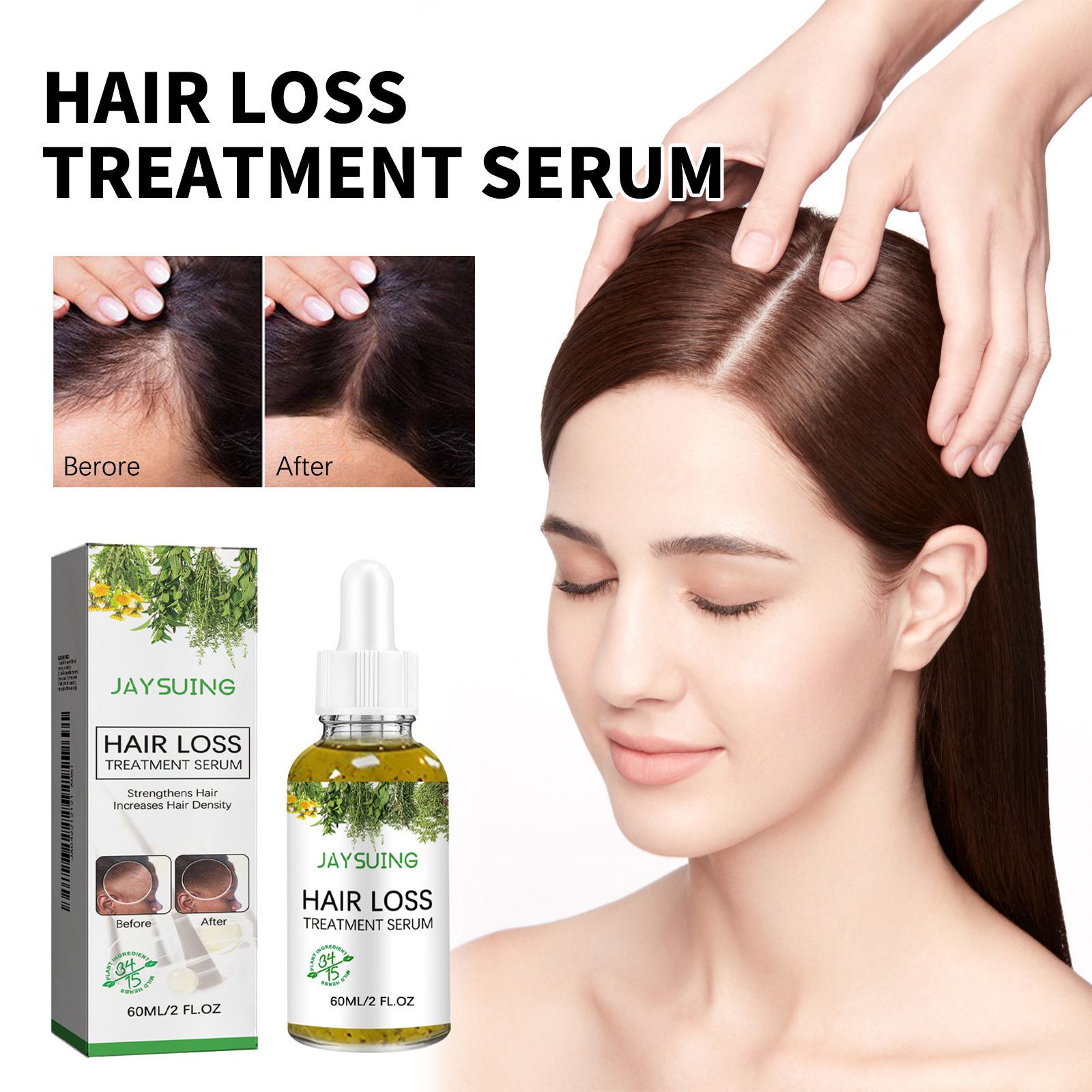 Organic Rosemary Hair Growth Serum Scalp & Hair Strengthening Oil Infused With Biotin for All Hair Types Nourishing & Volumizing 60ml