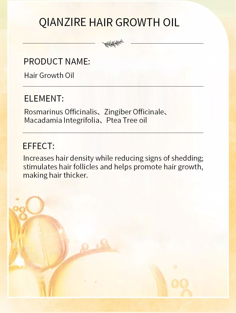 Natural Hair Growth Oil, Zingiber Officinale,Rosemary Oil for Hair Growth Organic, Veganic Natural Hair Growth Oil for Thin Hair, Hair Oil for Dry Damaged Hair and Growth，60ml