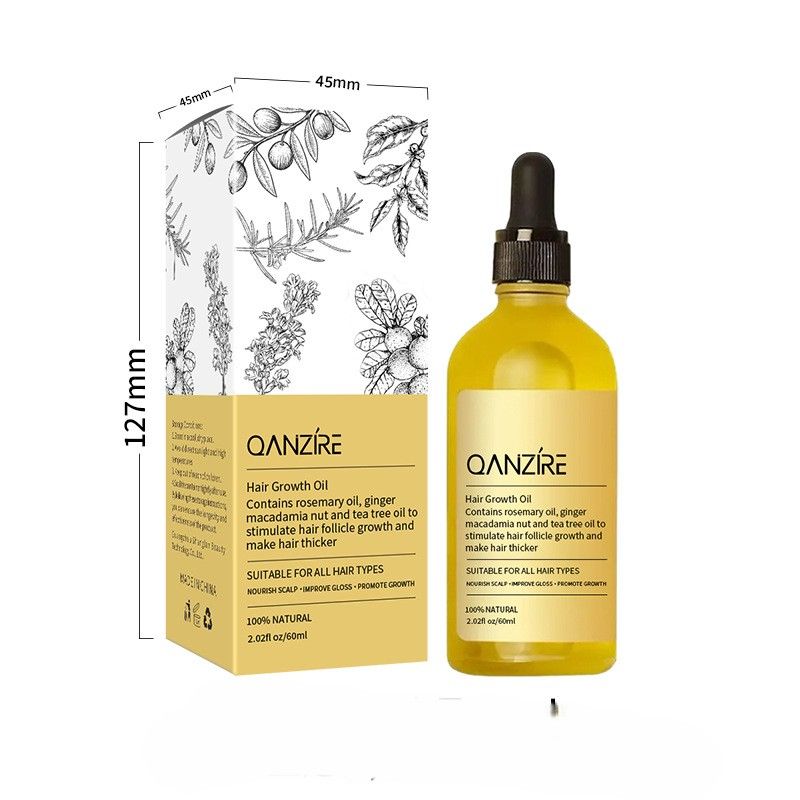Natural Hair Growth Oil, Zingiber Officinale,Rosemary Oil for Hair Growth Organic, Veganic Natural Hair Growth Oil for Thin Hair, Hair Oil for Dry Damaged Hair and Growth，60ml