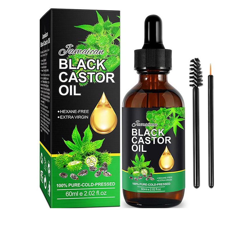 Jamaican Black Castor Oil - 100% Pure and Organic, Cold Pressed in Glass Bottles for Hair Growth, Eyebrow Nourishment, and Skin Hydration，Hair loss prevention
