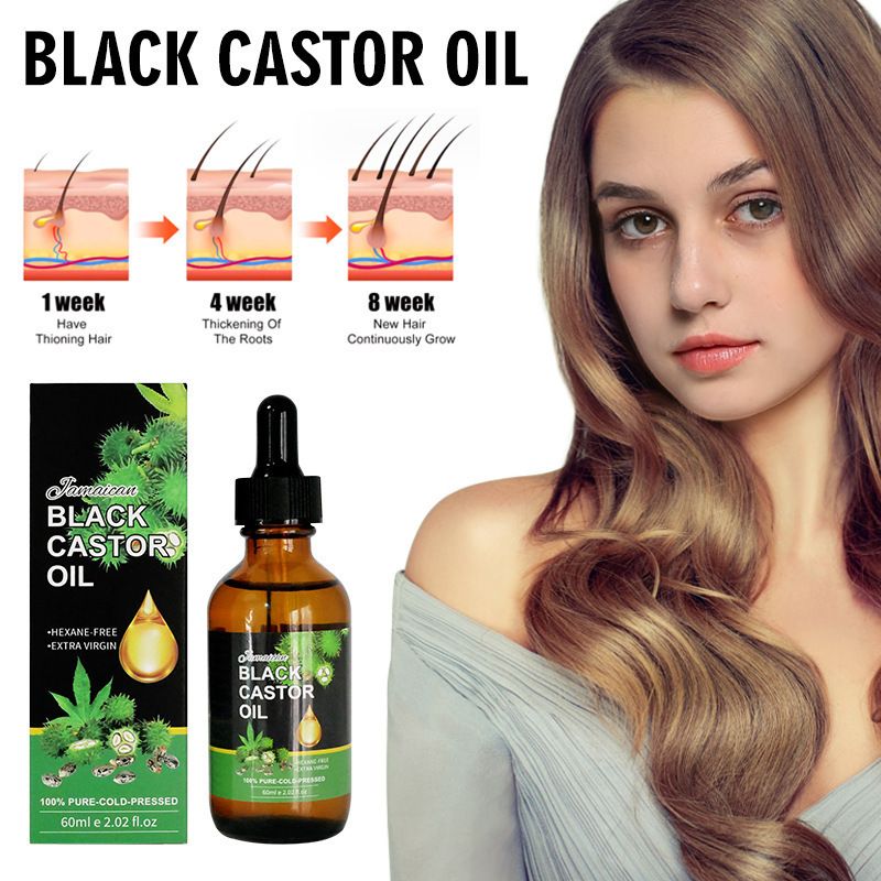 Jamaican Black Castor Oil - 100% Pure and Organic, Cold Pressed in Glass Bottles for Hair Growth, Eyebrow Nourishment, and Skin Hydration，Hair loss prevention
