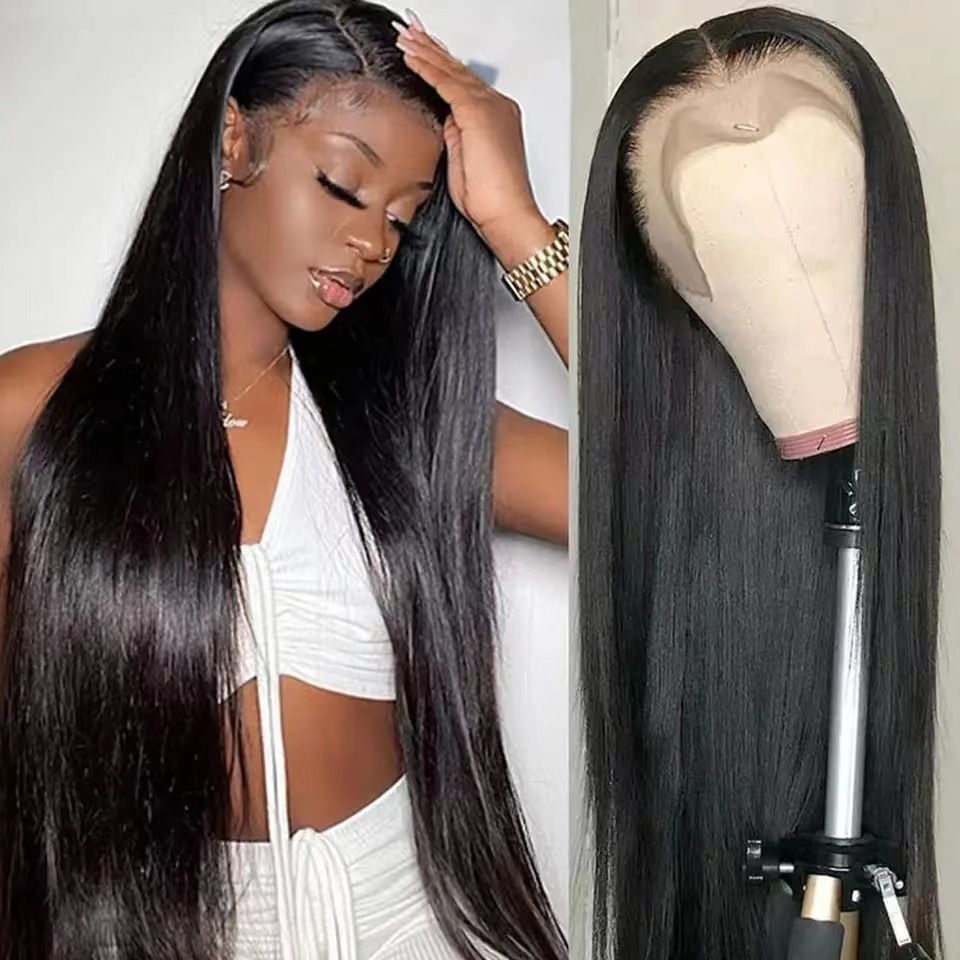 Straight Lace Front Wigs - Synthetic Hair HD Transparent Lace Frontal Wigs for Black Woman -Lace Frontal Wigs - Glueless Wigs - Natural Color - 36 Inch