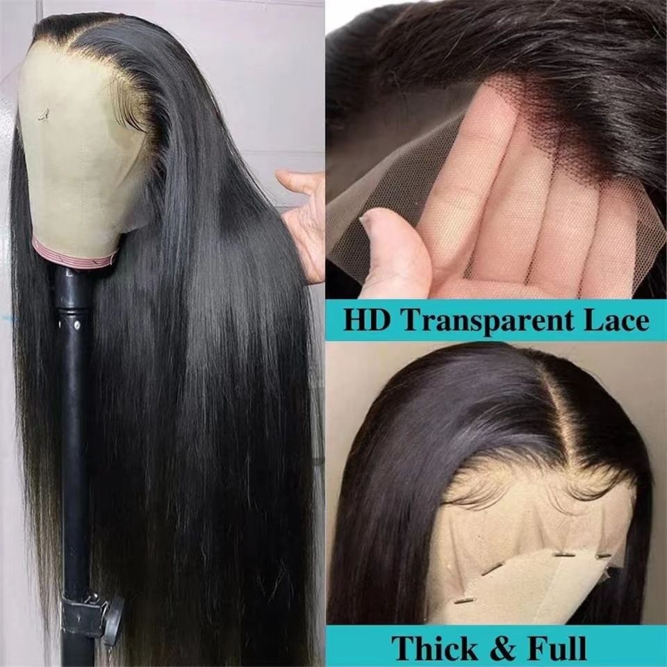 Straight Lace Front Wigs - Synthetic Hair HD Transparent Lace Frontal Wigs for Black Woman -Lace Frontal Wigs - Glueless Wigs - Natural Color - 36 Inch