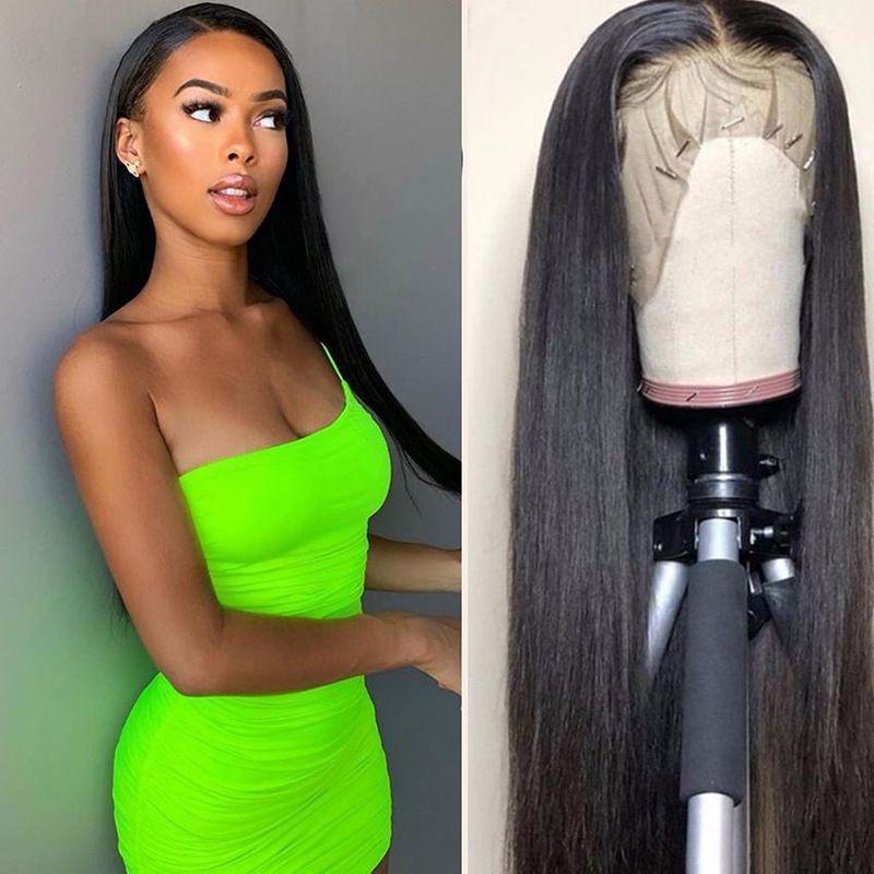 Straight Lace Front Wigs - Synthetic Hair HD Transparent Lace Frontal Wigs for Black Woman -Lace Frontal Wigs - Glueless Wigs - Natural Color - 36 Inch
