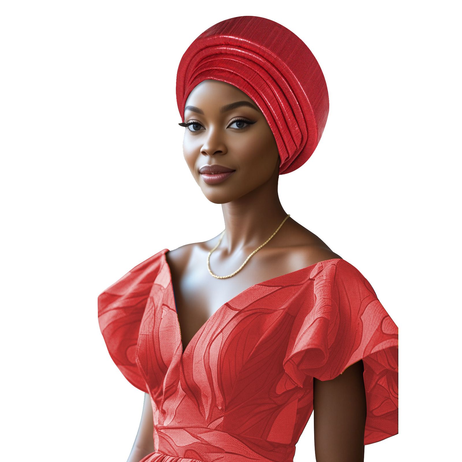 Pre-Tied African Hats Gold Auto Gele African Head Wraps Church Turban for Women， Elastic Turban Hair Wrap