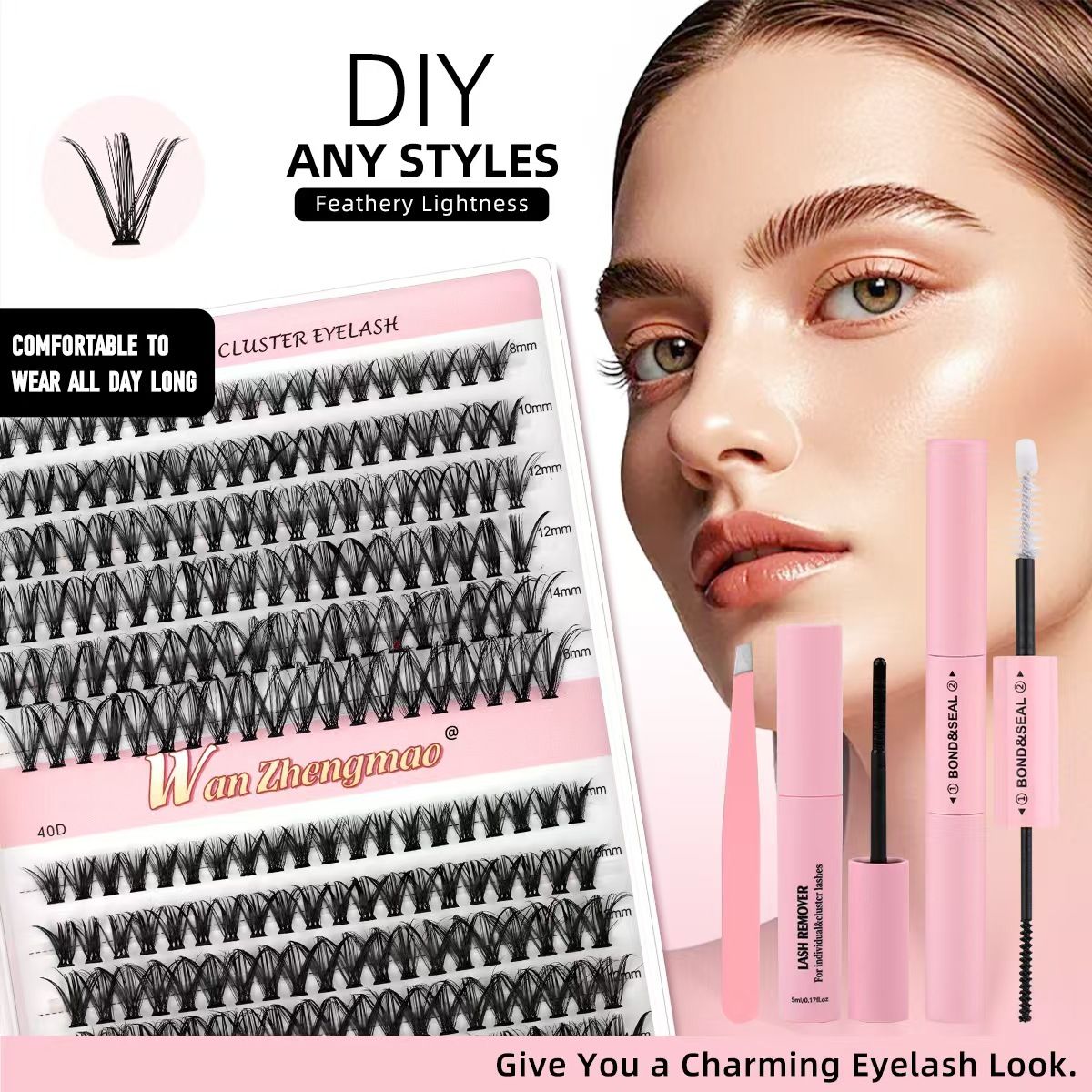 30D-40D Eyelash Extension Kit, 10-18mm DIY Kit with Glue Eyelashes, lash clusters，Double Ended Glue Tweezers Set，diy lash extension kit.