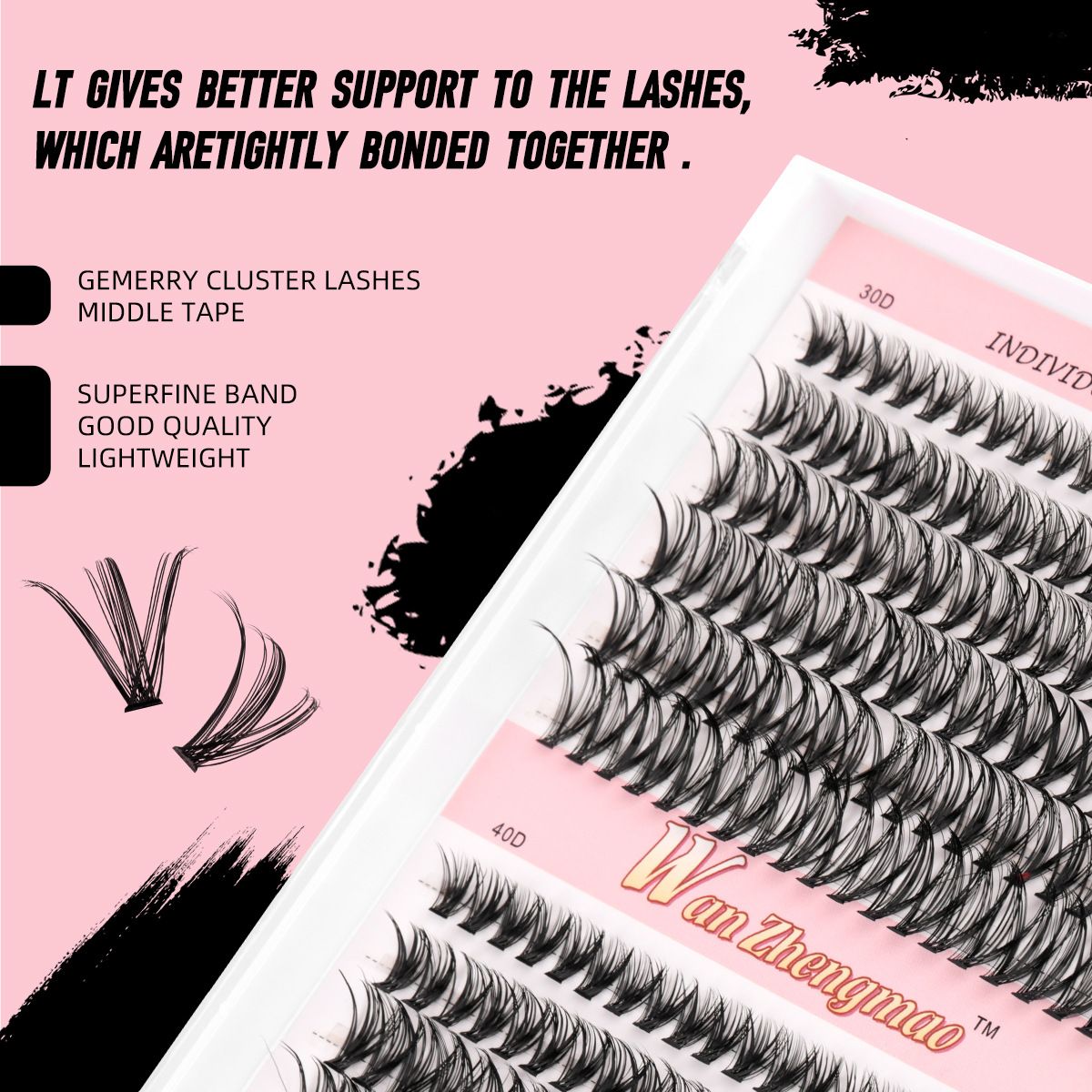 30D-40D Eyelash Extension Kit, 10-18mm DIY Kit with Glue Eyelashes, lash clusters，Double Ended Glue Tweezers Set，diy lash extension kit.