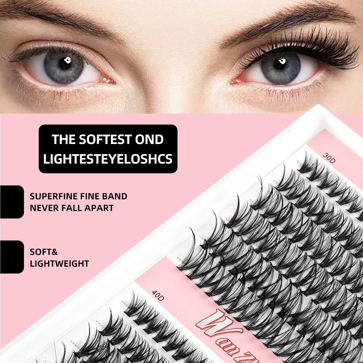 30D-40D Eyelash Extension Kit, 10-18mm DIY Kit with Glue Eyelashes, lash clusters，Double Ended Glue Tweezers Set，diy lash extension kit.
