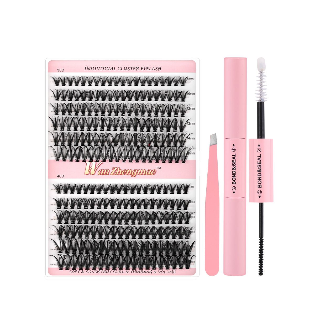 30D-40D Eyelash Extension Kit, 10-18mm DIY Kit with Glue Eyelashes, lash clusters，Double Ended Glue Tweezers Set，diy lash extension kit.