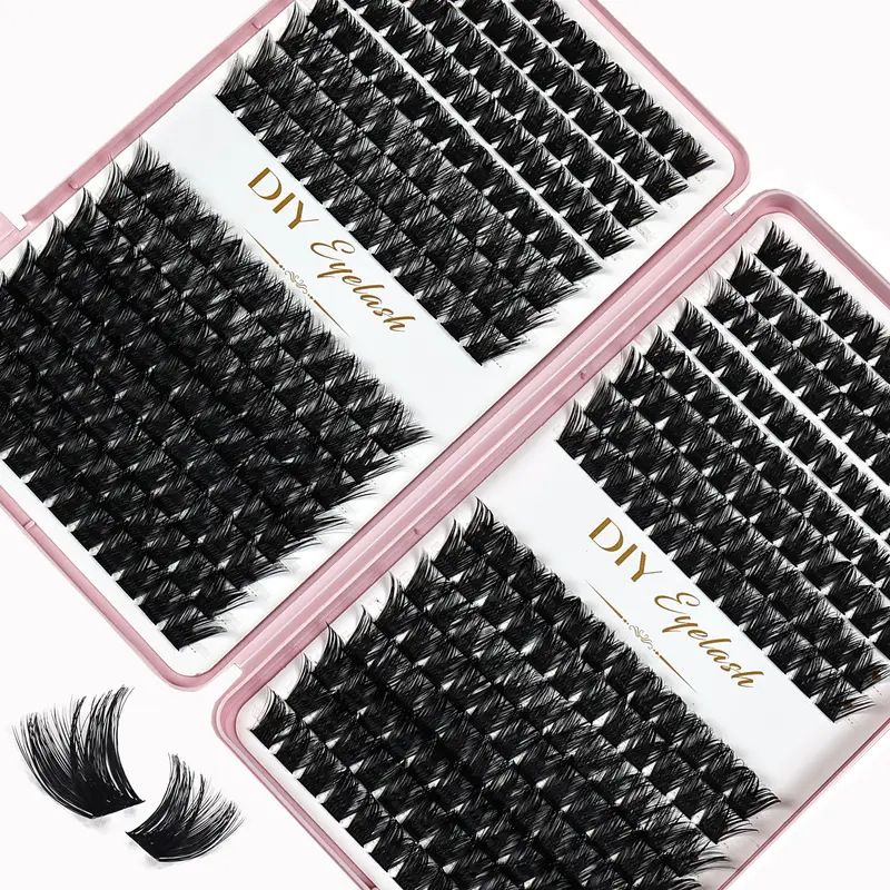 DIY Lash Extension Kit 684pcs Individual Lashes Clusters D Curl Eyelash Extension Kit with Lash Bond and Seal,Eyelash Tweezers Brush(10-18mm,50D+60D+80D+100D) Lash Books DIY at Home