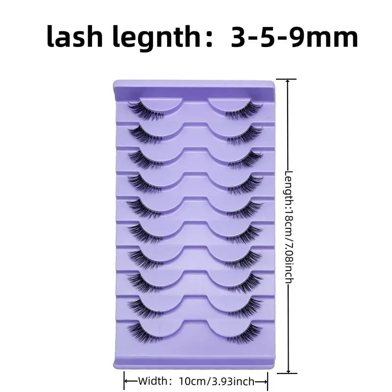 Half Lashes Natural Look Wispy Cat Eye Lashes 13 mm Clear Band Accent Short False Eyelashes that Look Like Extensions 10 Pairs