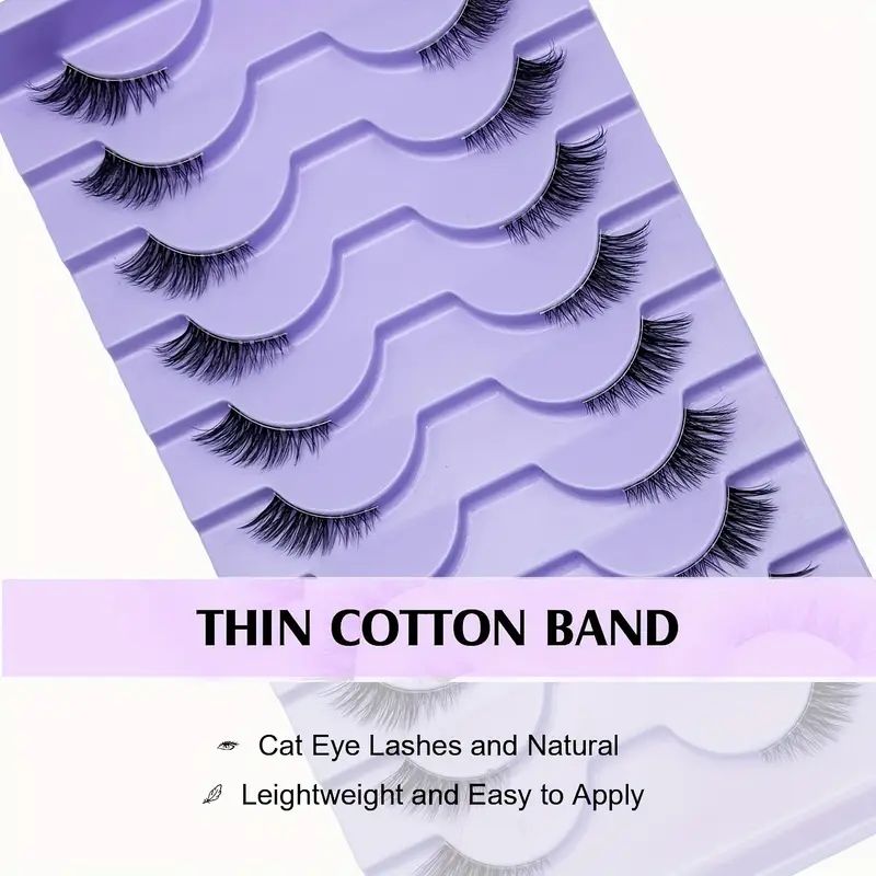 Half Lashes Natural Look Wispy Cat Eye Lashes 13 mm Clear Band Accent Short False Eyelashes that Look Like Extensions 10 Pairs
