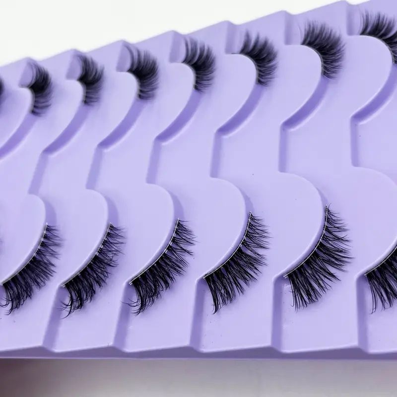 Half Lashes Natural Look Wispy Cat Eye Lashes 13 mm Clear Band Accent Short False Eyelashes that Look Like Extensions 10 Pairs