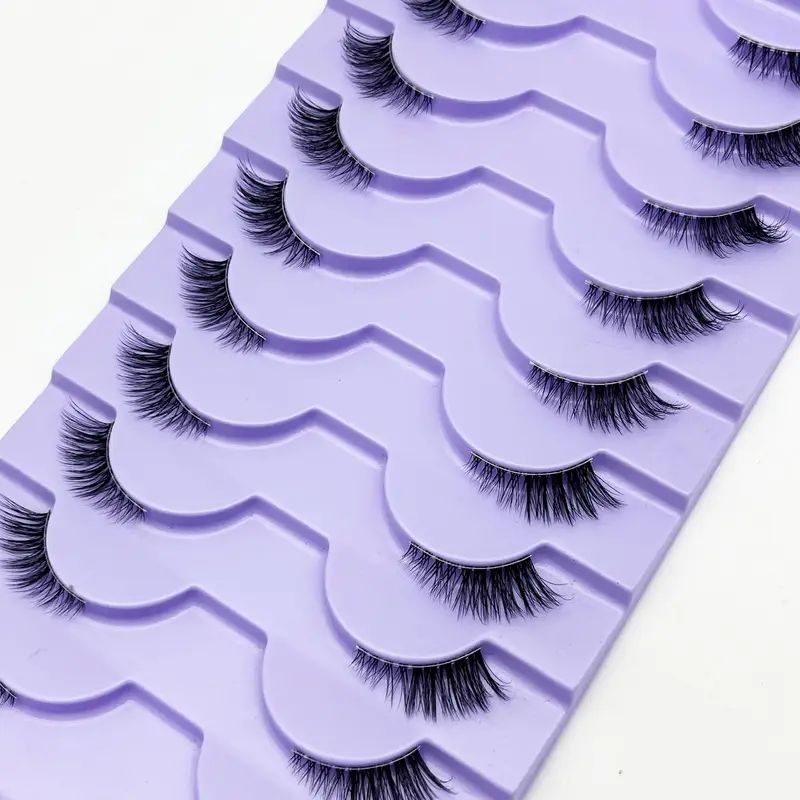 Half Lashes Natural Look Wispy Cat Eye Lashes 13 mm Clear Band Accent Short False Eyelashes that Look Like Extensions 10 Pairs