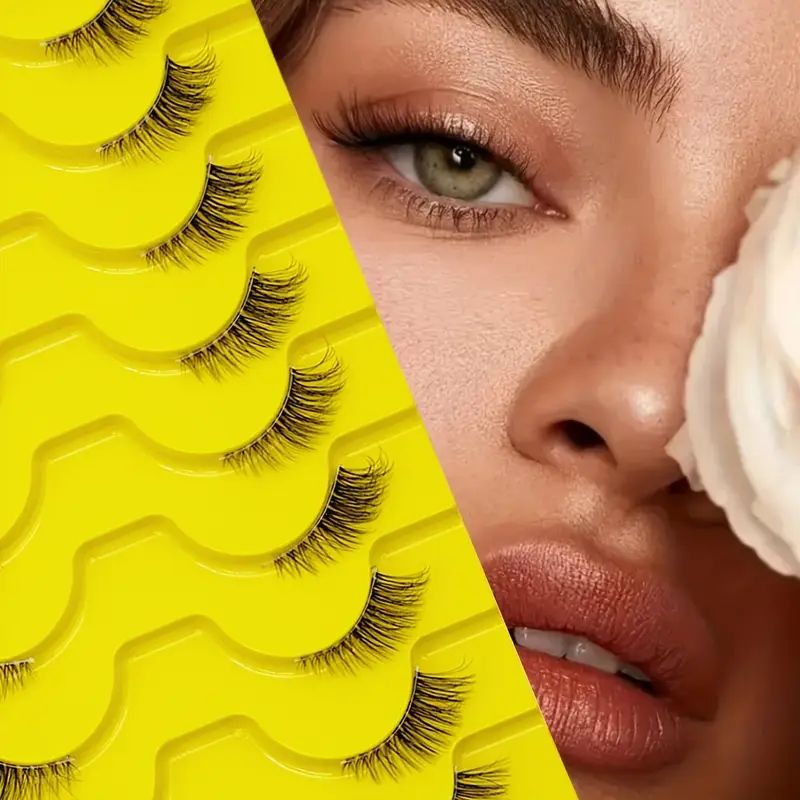 Half Lashes Natural Look Wispy Cat Eye Lashes 13 mm Clear Band Accent Short False Eyelashes that Look Like Extensions 10 Pairs