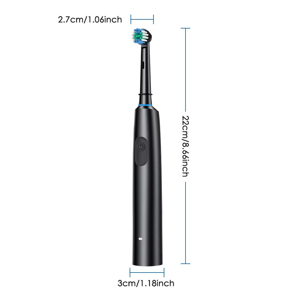 Rotating Electric Toothbrush for Adults with 4 Brush Heads (2 Types), 4 Modes Deep Clean Electric Toothbrush with Rechargeable Power and 2 Min Smart Timer （with battery）