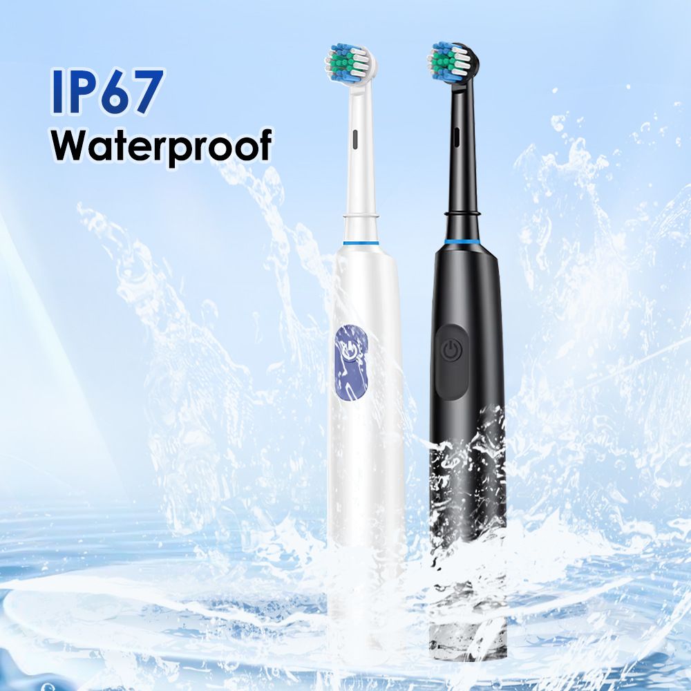 Rotating Electric Toothbrush for Adults with 4 Brush Heads (2 Types), 4 Modes Deep Clean Electric Toothbrush with Rechargeable Power and 2 Min Smart Timer （with battery）