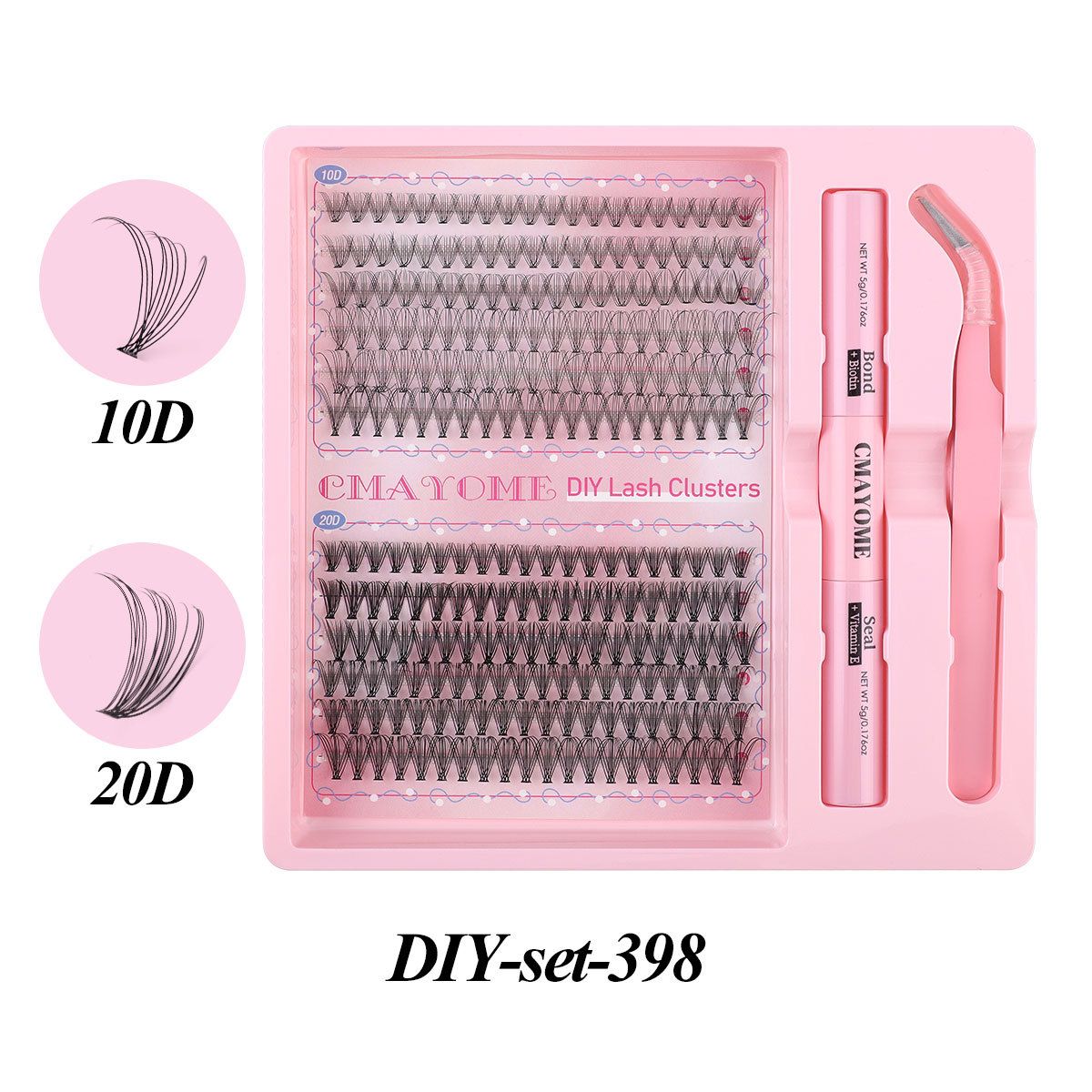 Lash Extension Kit Thick Eyelash Extension 300pcs 10-18mm DIY Lash Clusters Kit 40D+50D+60D D Curl Individual Lashes with Lash Bond and Seal Lash Tweezers (10D+40D+50D+100D)